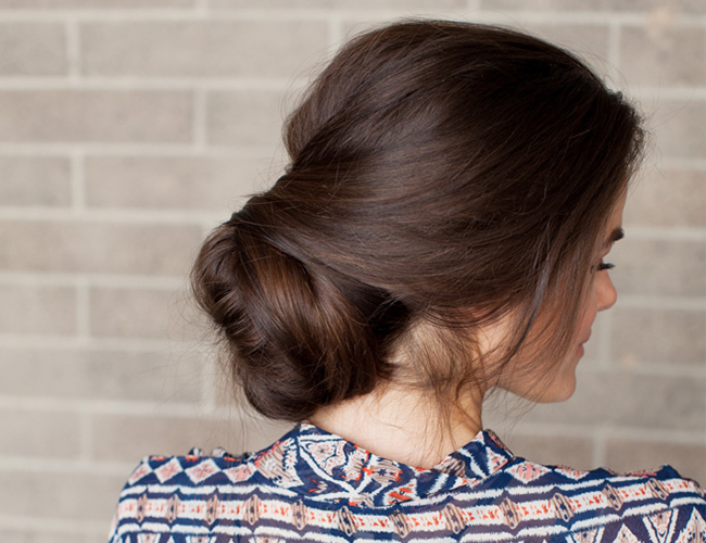 sock bun twist hairstyle long hair