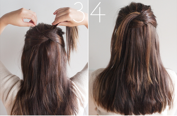knot and toss half up hair