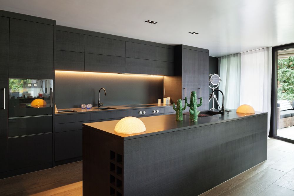All black refinishing kitchen cabinets 