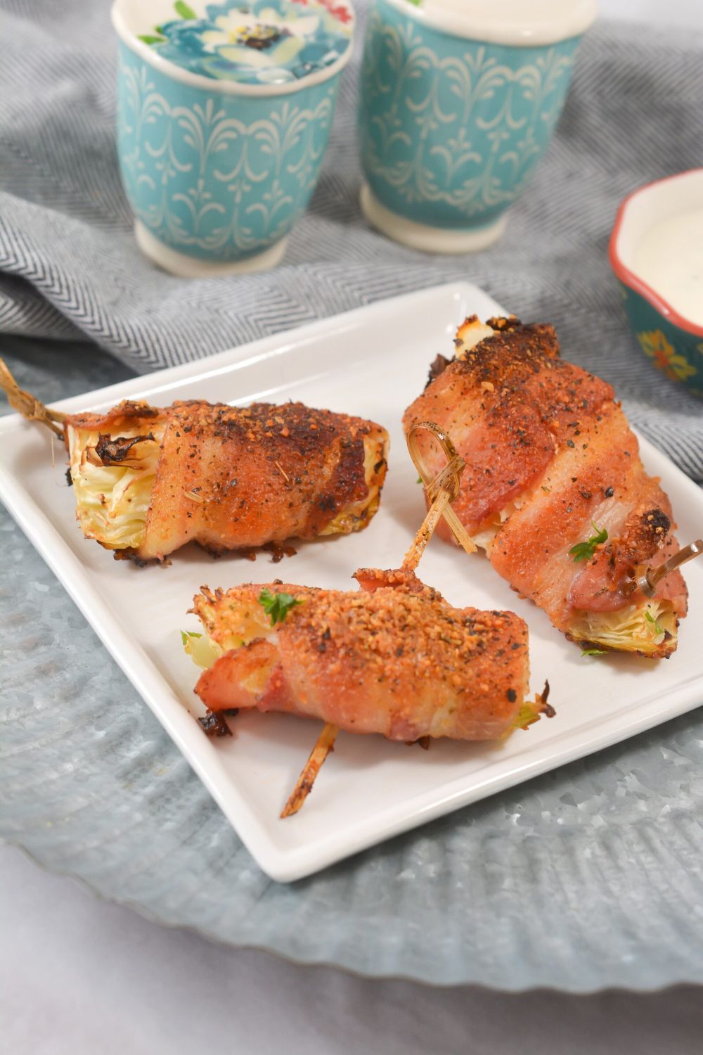 Bacon wrapped cabbage wedges