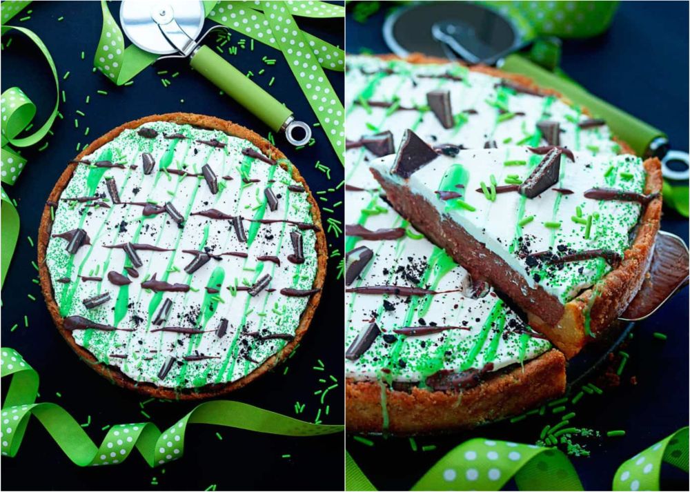 Baileys and chocolate cream dessert pizza