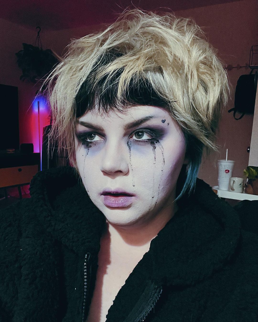 Black halloween makeup crying goth