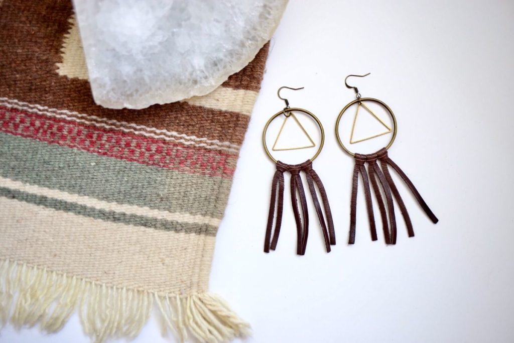 Boho leather earrings