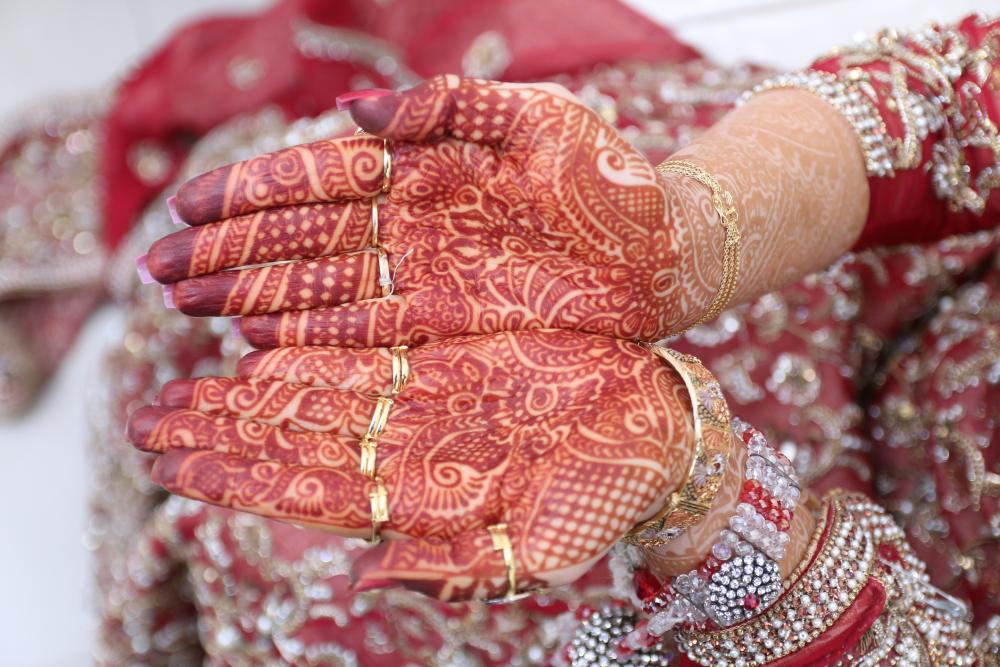 Bridal red henna tattoo