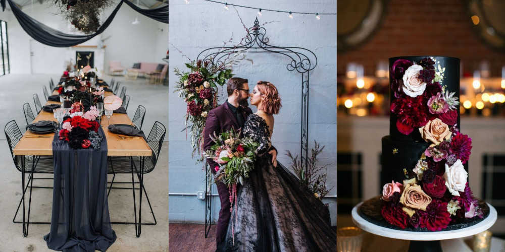 Burgundy and black in weddings