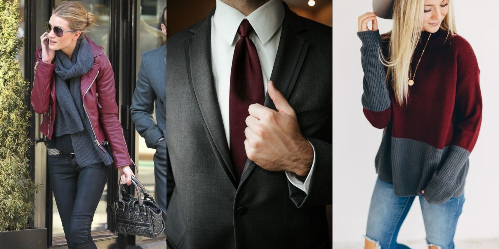 Burgundy and charcoal in fashion