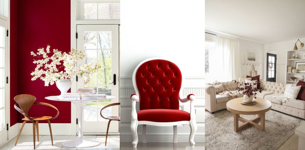 Burgundy and white in home decor
