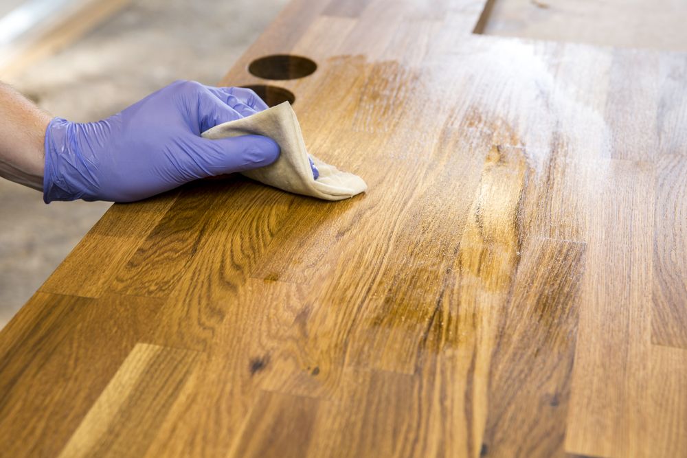 Butcher block countertop finish