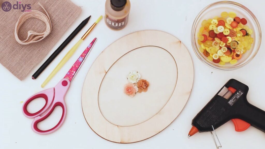 Button heart wall art materials
