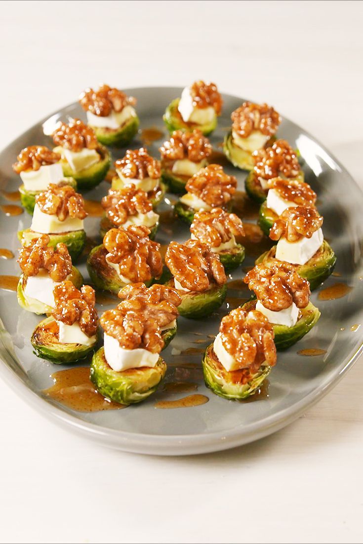 Candied walnut brussels sprout bites
