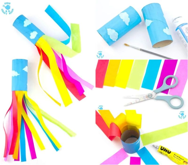 Cardboard tube rainbow blowers