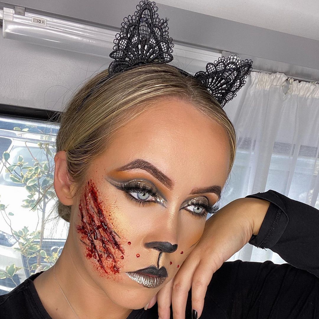 Cat halloween makeup classical cat