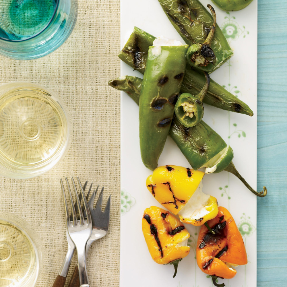 Cheese stuffed grilled peppers