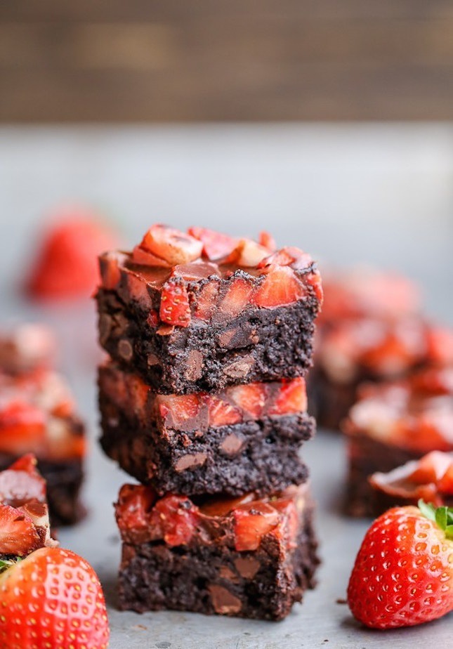 Chocolate covered strawberry brownies