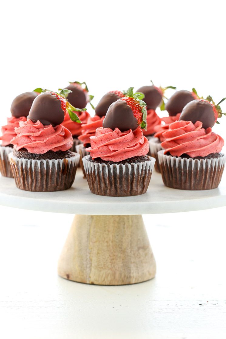 Chocolate covered strawberry cupcakes