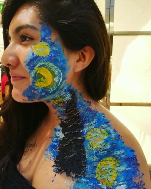 Colorful halloween makeup the starry night