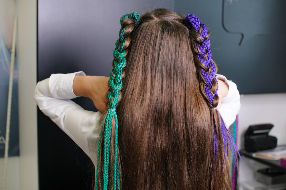Colorful pigtail braids