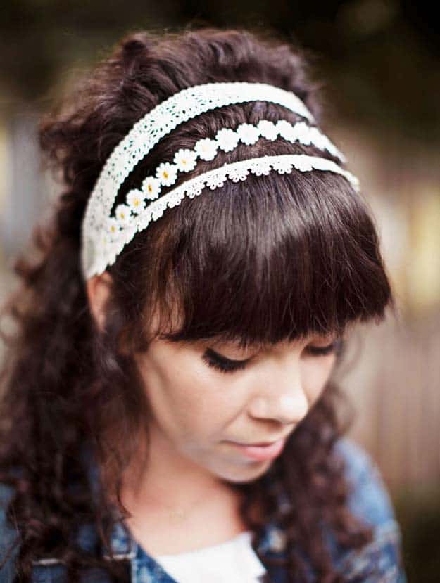 Daisy chain trim and lace hairband