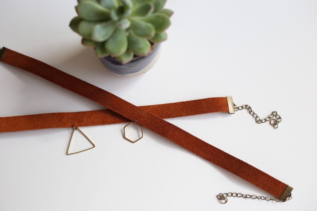 Diy charm leather choker necklace