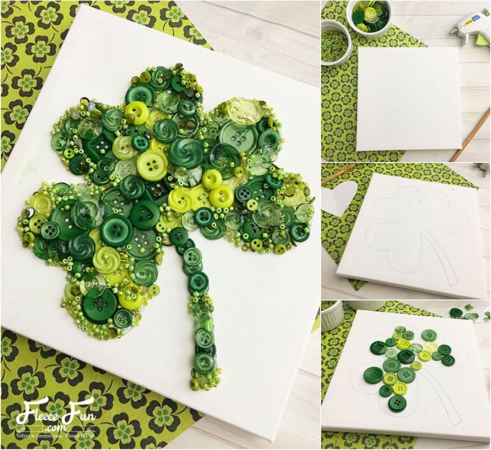 Diy clover button art