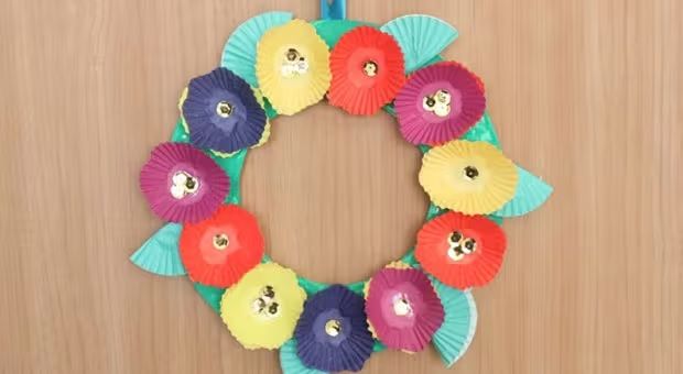 Diy cupcake liner flower wreath