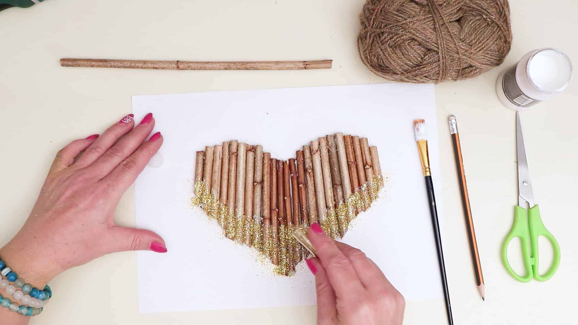 Diy hanging twig heart step 4c