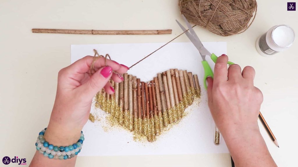 Diy hanging twig heart step 5