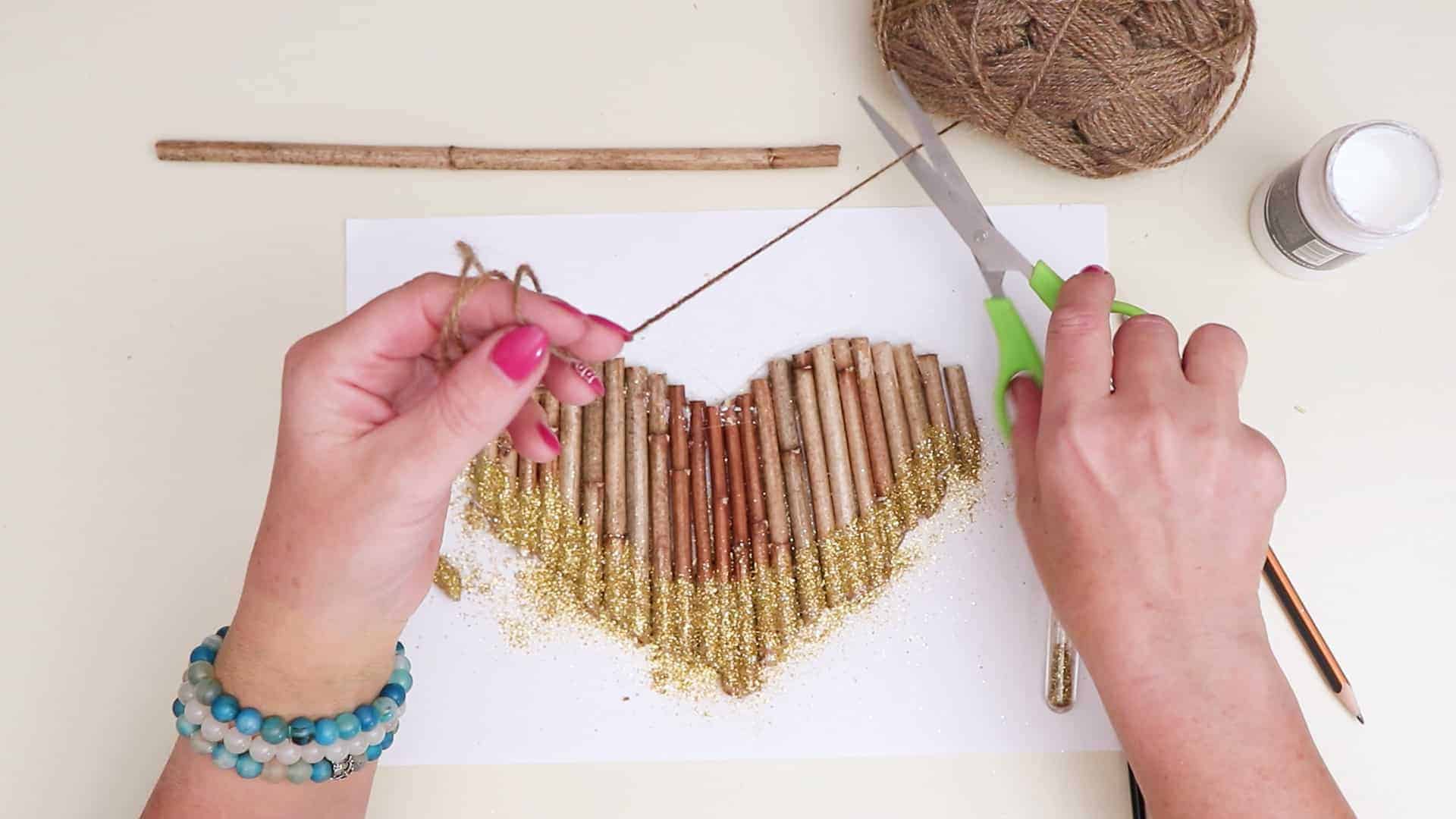 Diy hanging twig heart step 5
