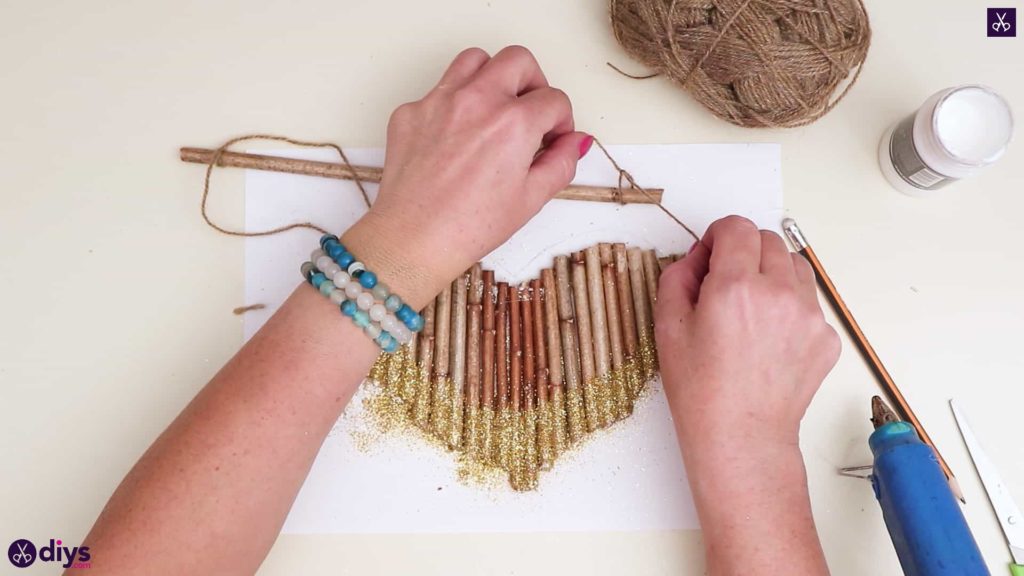 Diy hanging twig heart step 6
