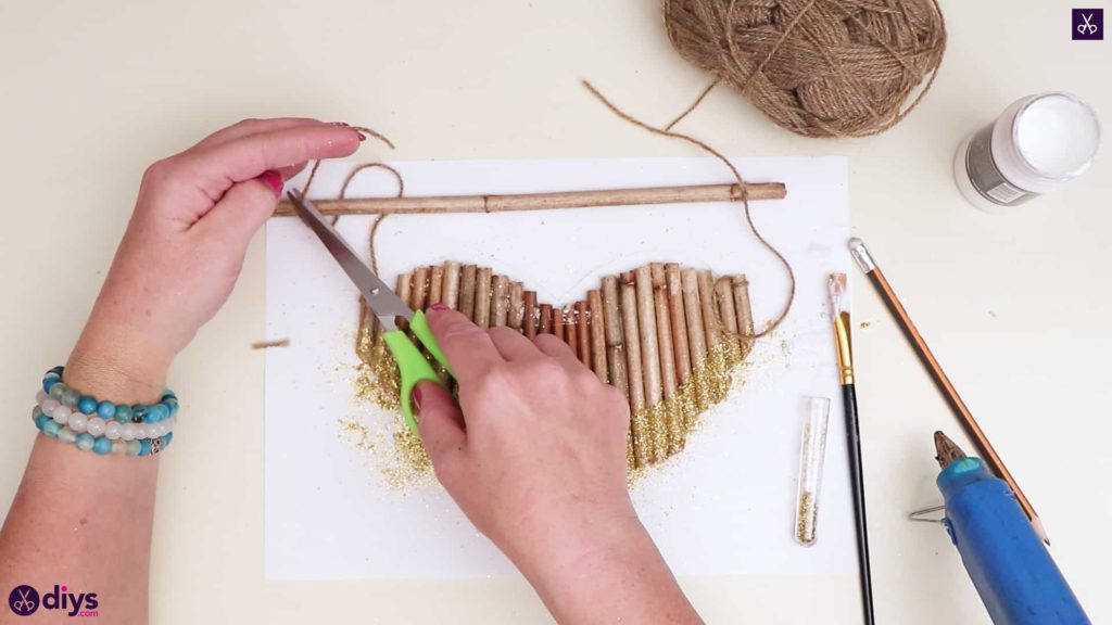 Diy hanging twig heart step hang