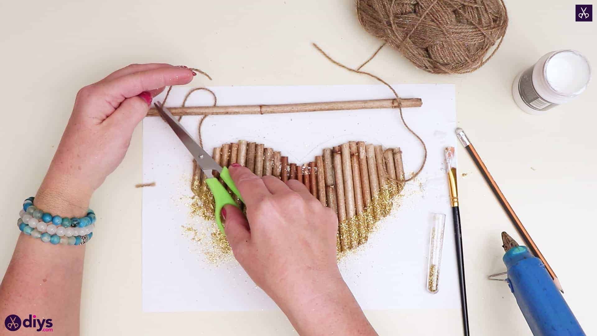 Diy hanging twig heart step hang