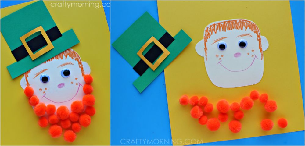 Diy pom pom paper leprechauns