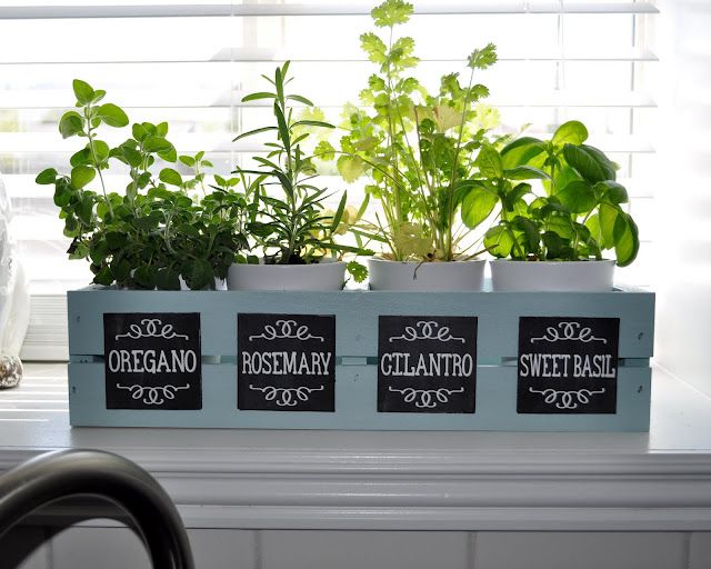 Diy window box with chalkboard labels