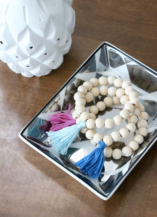 Diy wooden tassel bracelet