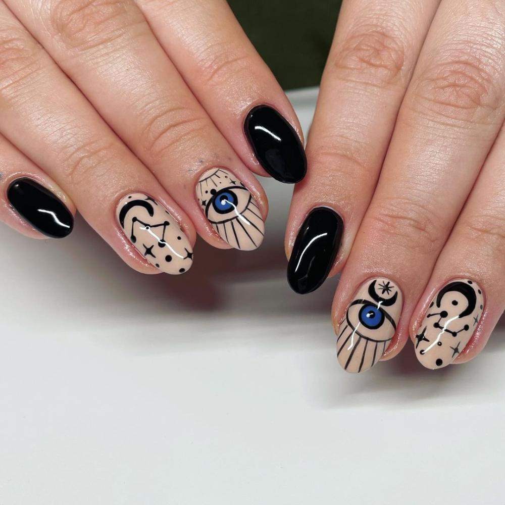 Evil eye halloween nails