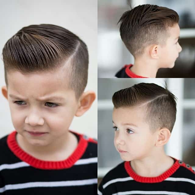Faded haircut with side part for little boys