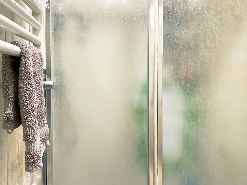 Frosted glass shower doors 