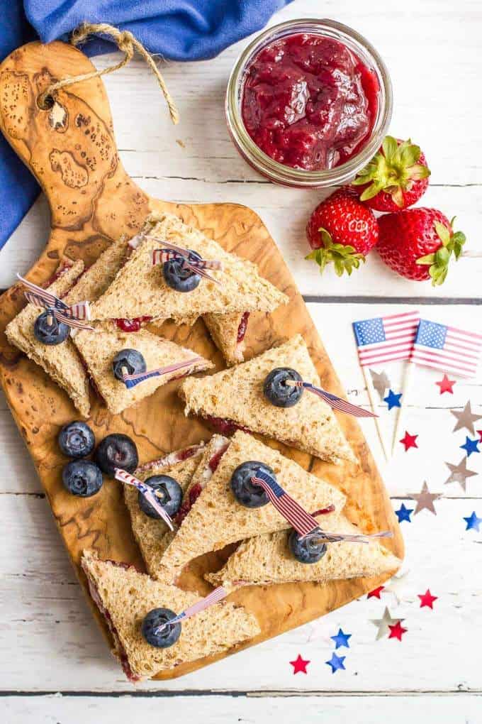 Fruit and cream cheese finger sandwiches