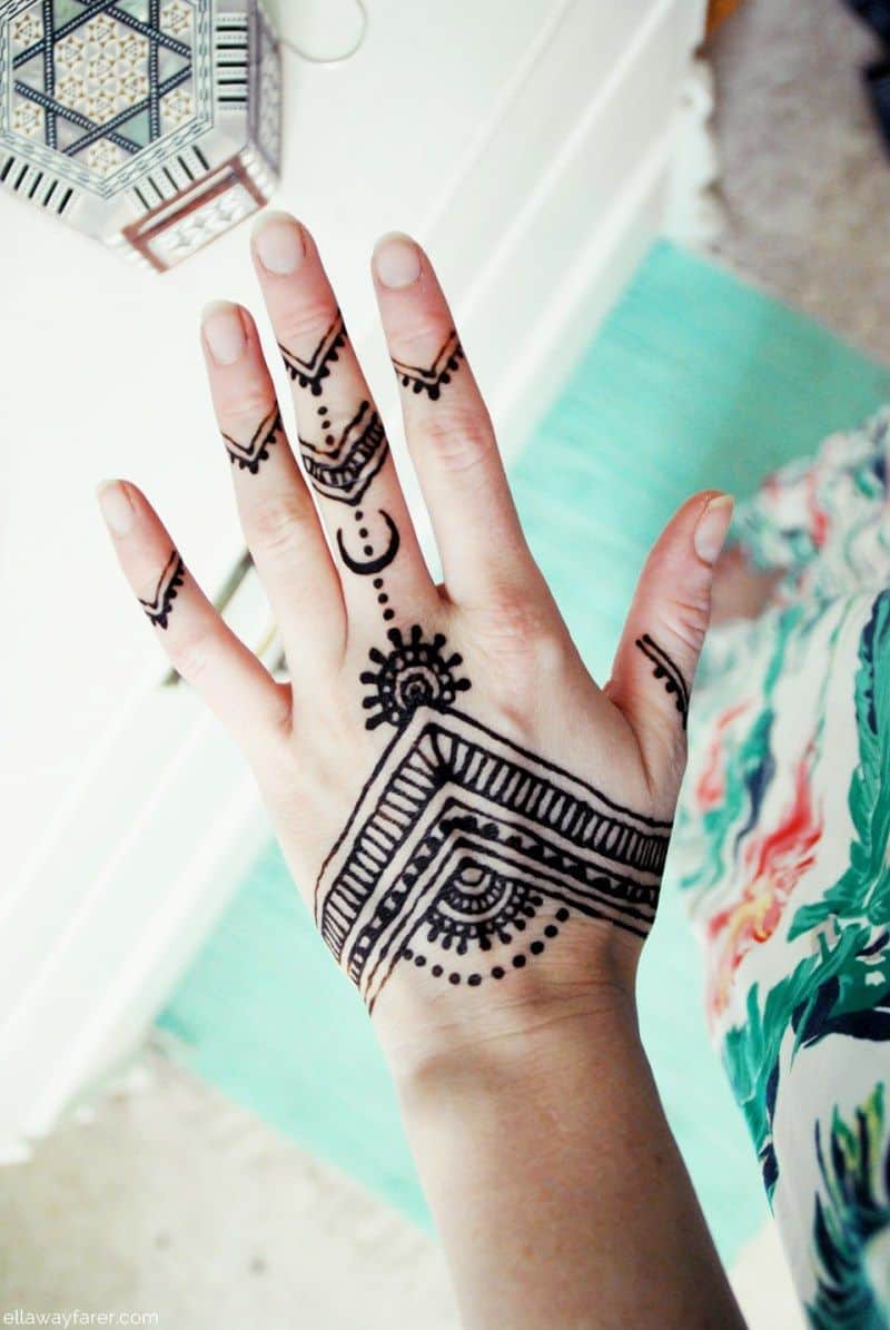 Geometric v's on the fingers and hand