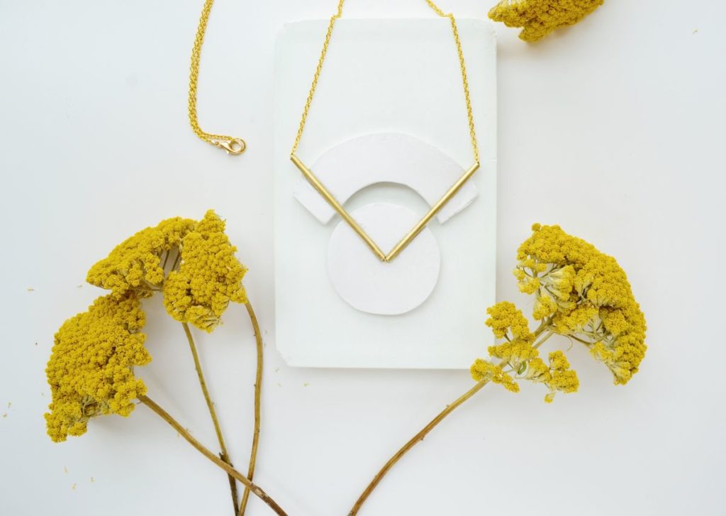 Geometrical brass necklace