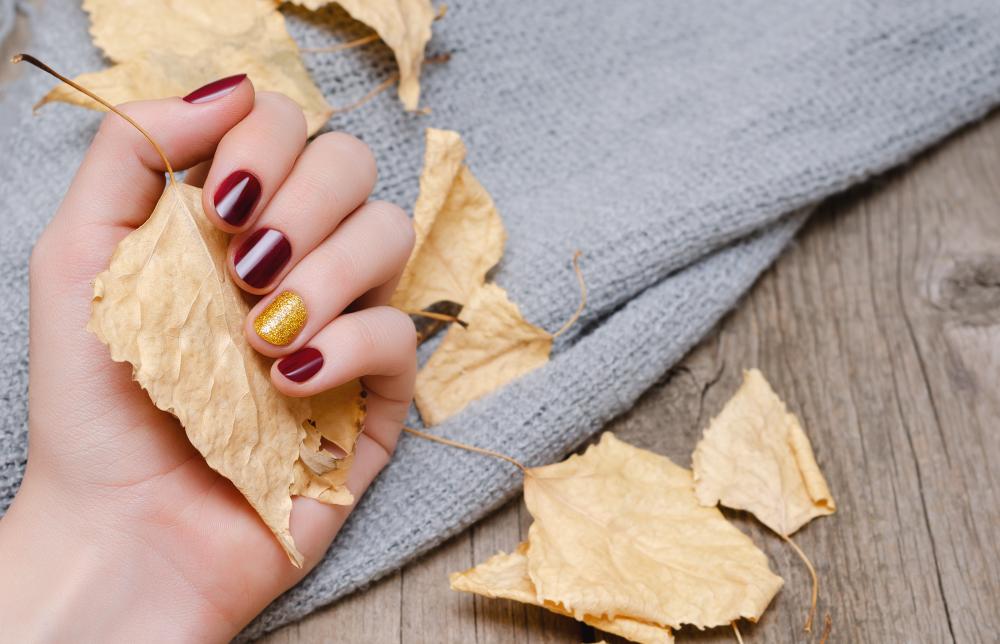 Good nail colors burgundy and gold
