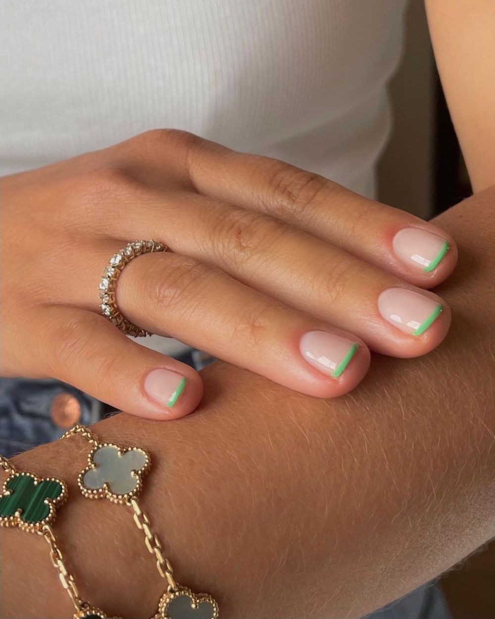Green french manicure