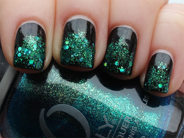 Green to black gradient glitter