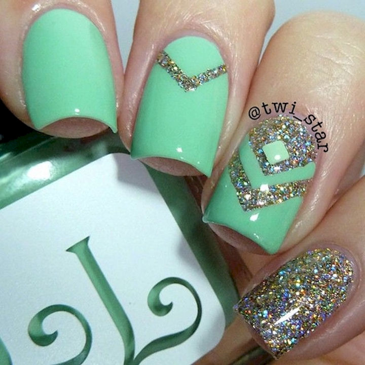Green with glitter