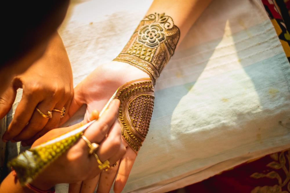 Groom henna hand tattoo