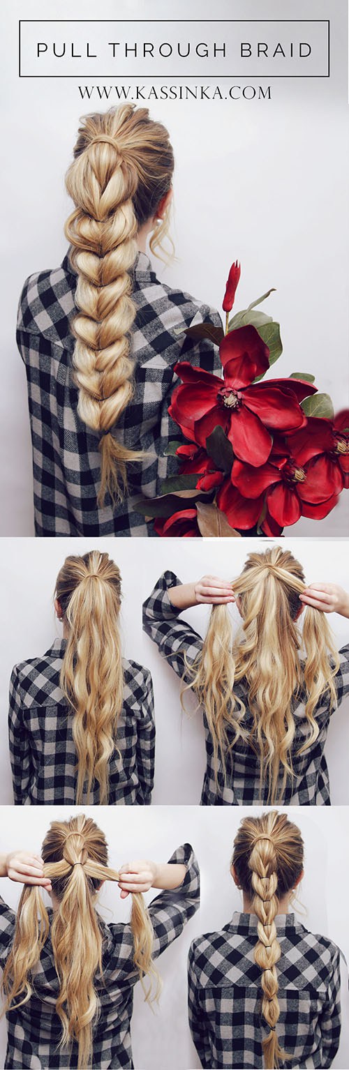 Hair tutorial pull through braid ponytail