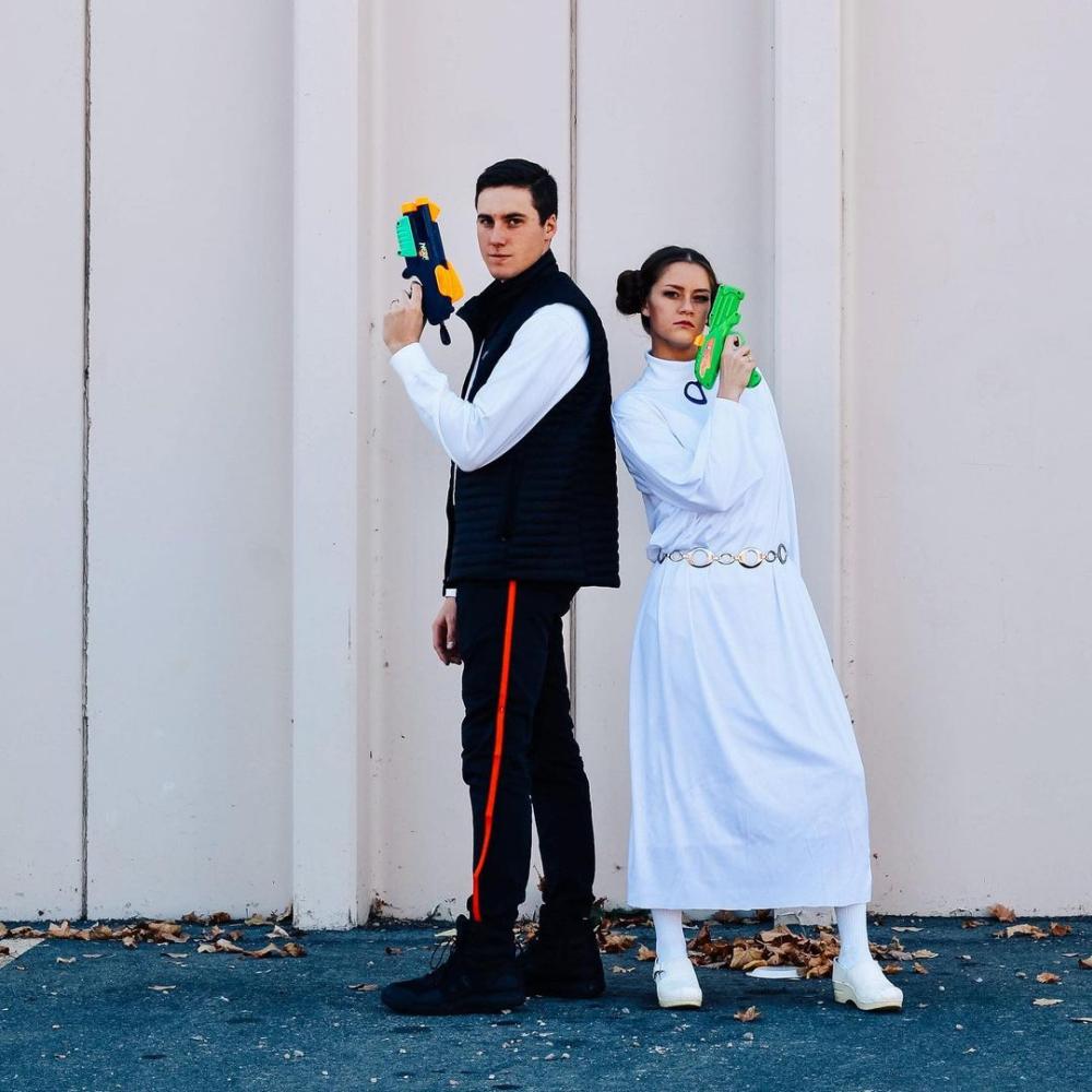 Han solo and princess leia easy couple halloween costumes 