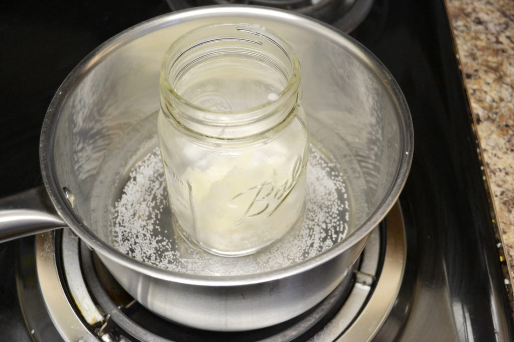 Homemade lotion bars heat up the mixture