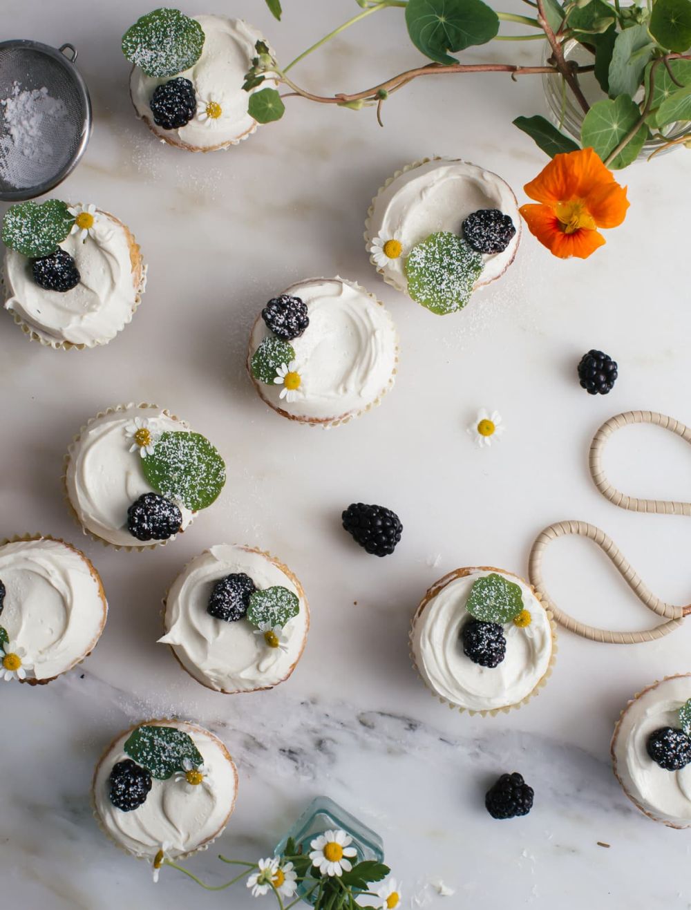 Honey cupcakes with chamomile buttercream