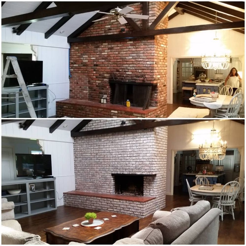 Indoor fireplace with german smear before and after pictures 